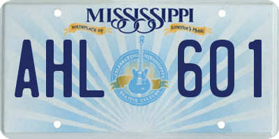 MS license plate AHL601