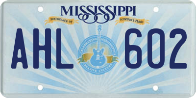 MS license plate AHL602