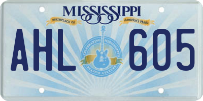 MS license plate AHL605
