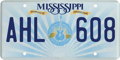 MS license plate AHL608