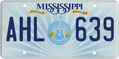 MS license plate AHL639