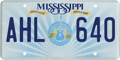 MS license plate AHL640