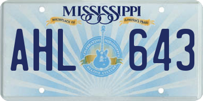 MS license plate AHL643