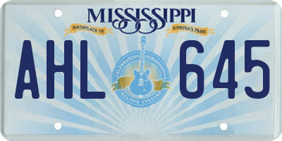 MS license plate AHL645