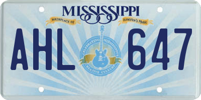 MS license plate AHL647