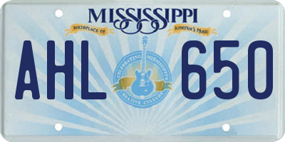 MS license plate AHL650