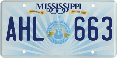 MS license plate AHL663