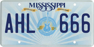 MS license plate AHL666