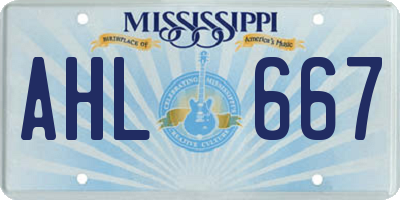 MS license plate AHL667
