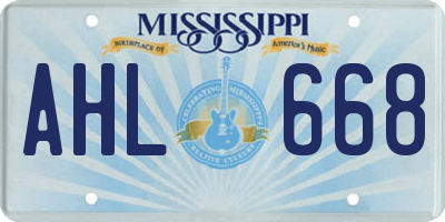 MS license plate AHL668