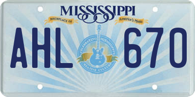 MS license plate AHL670
