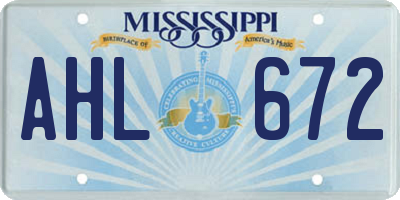 MS license plate AHL672