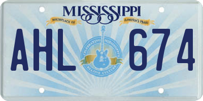 MS license plate AHL674
