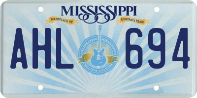 MS license plate AHL694