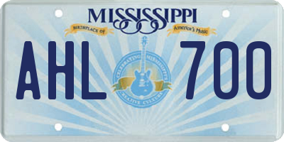 MS license plate AHL700