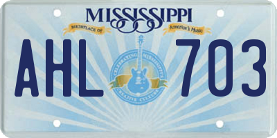 MS license plate AHL703