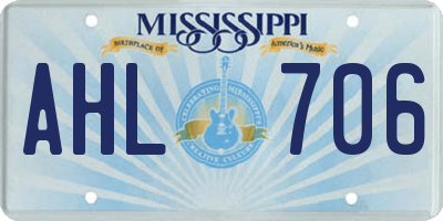 MS license plate AHL706