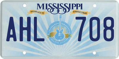 MS license plate AHL708