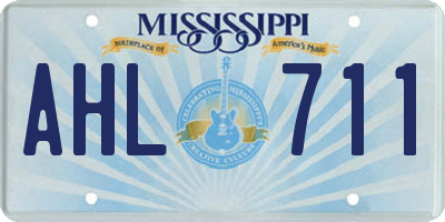 MS license plate AHL711