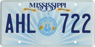 MS license plate AHL722