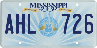MS license plate AHL726