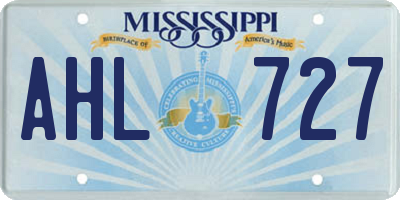 MS license plate AHL727