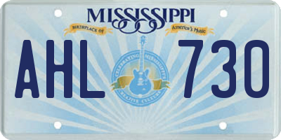 MS license plate AHL730