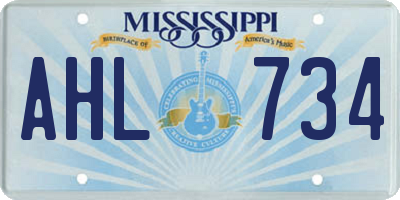 MS license plate AHL734