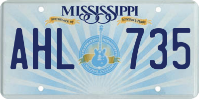 MS license plate AHL735
