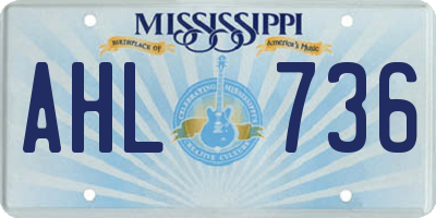 MS license plate AHL736