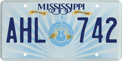 MS license plate AHL742