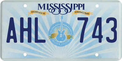 MS license plate AHL743