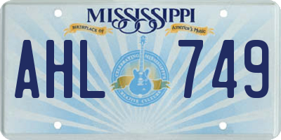 MS license plate AHL749