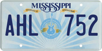 MS license plate AHL752