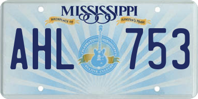 MS license plate AHL753
