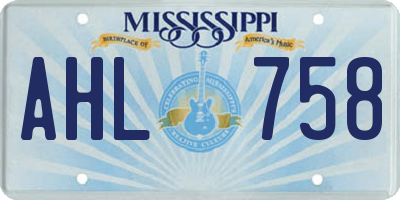 MS license plate AHL758