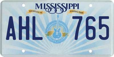 MS license plate AHL765