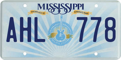 MS license plate AHL778
