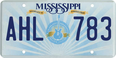 MS license plate AHL783