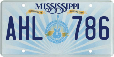 MS license plate AHL786