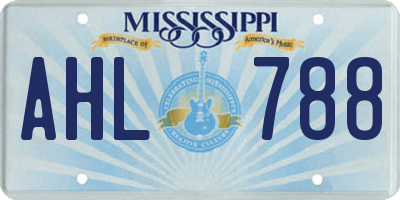 MS license plate AHL788