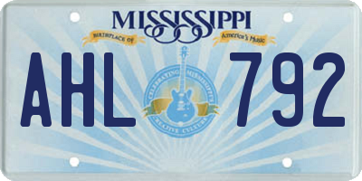 MS license plate AHL792
