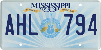 MS license plate AHL794