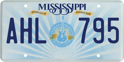 MS license plate AHL795