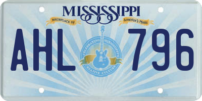 MS license plate AHL796