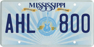 MS license plate AHL800