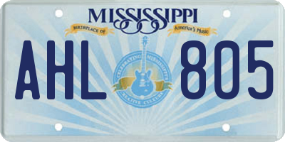 MS license plate AHL805