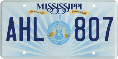MS license plate AHL807