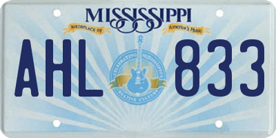 MS license plate AHL833