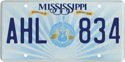 MS license plate AHL834